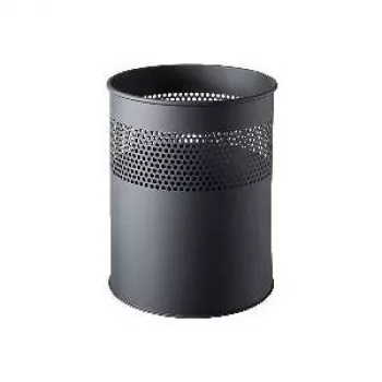 HELIT H2515795 plieninė šiukšliadėžė su perforuotu dangčiu, 15 litrų, juoda, apvali