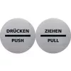 HELIT H6271700 Push/Drucken piktogramos ženklas, nerūdijantis plienas, lipnus, 115 mm, sidabrinis su juodu spaudu