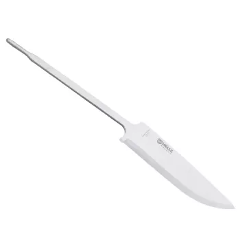 Helle #1075 Trigubai laminuotas nerūdijančio plieno peilio geležtės ruošinys, 100 mm, Scandi šlifavimas, Drop Point, Poliruotas
