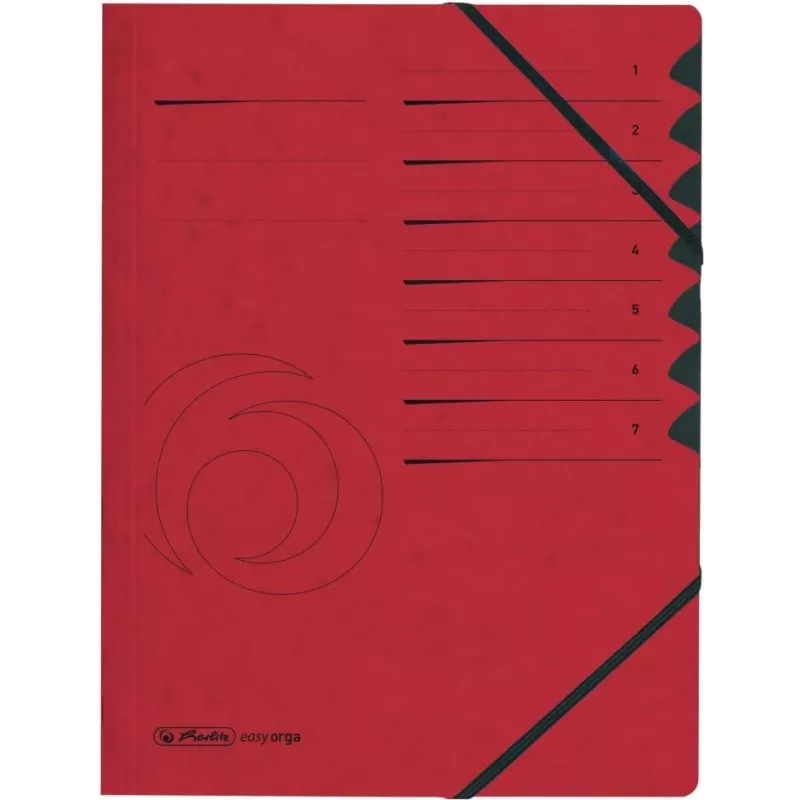 HERLITZ easyorga A4 7 skyrių organizatorius segtuvas, raudonas Colorspan kartonas, juodas Manilos popierius 10843068