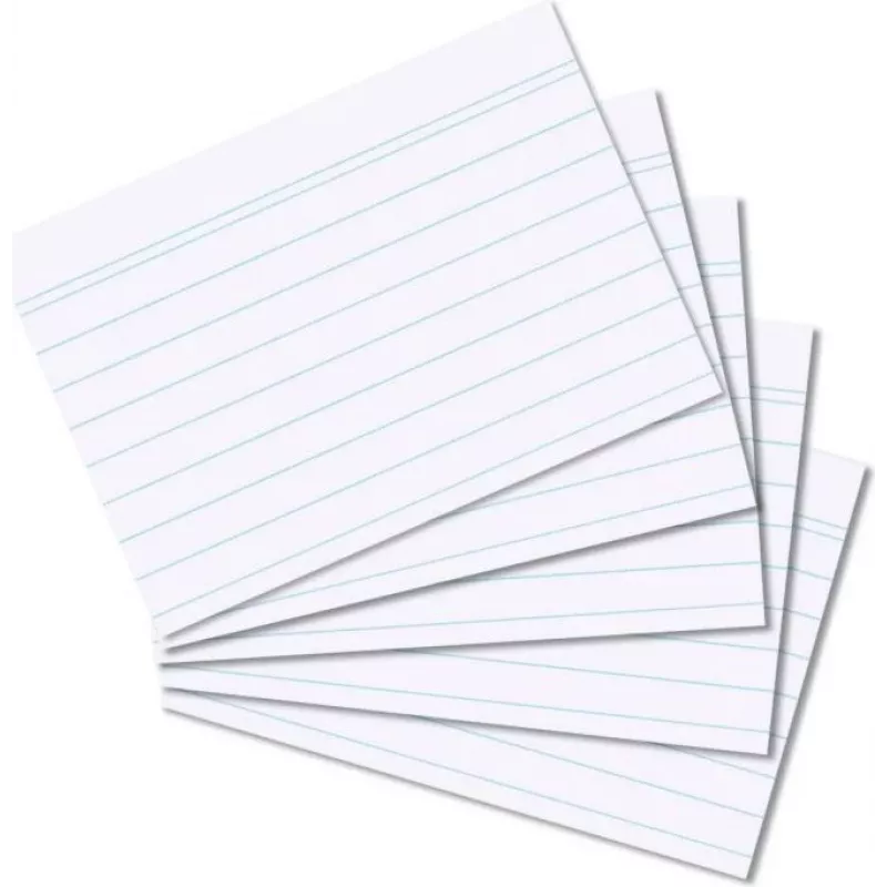 HERLITZ indeksinės kortelės DIN A8, liniuotos, baltos, 170g, be medienos, mėlynos linijos, 100 vnt.