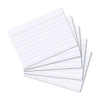 HERLITZ indeksinės kortelės DIN A8, liniuotos, baltos, 170g, be medienos, mėlynos linijos, 100 vnt.