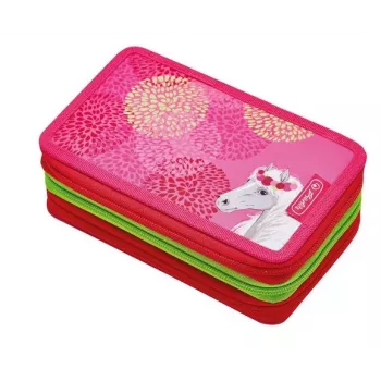 Herlitz Triple Bloomy Horse penalas, 31 dalių rinkinys, poliesteris, 3 skyriai su užtrauktukais, įvairiaspalvis 50038770