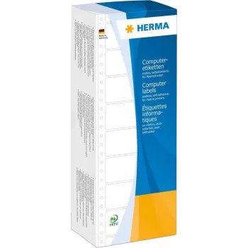 HERMA 8210 kompiuterinės etiketės - fan-fold, perforuotos, nuolatinio klijavimo, matinio balto popieriaus, 88,9 x 23 mm, 6000 etikečių