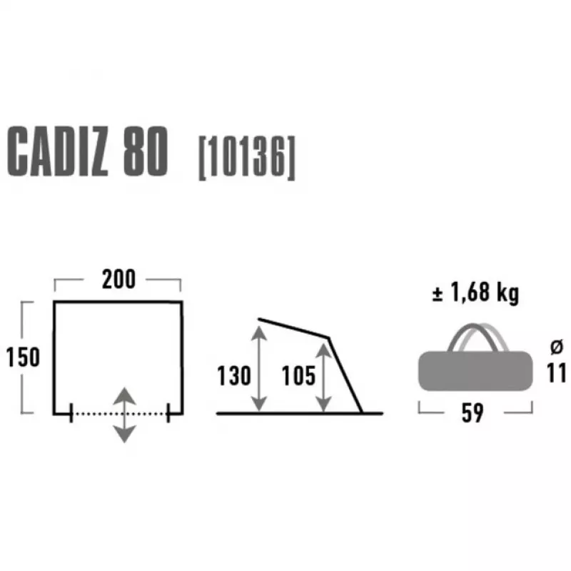 High Peak Strandmuschel Cadiz 80 paplūdimio pastogė (Pilka)
