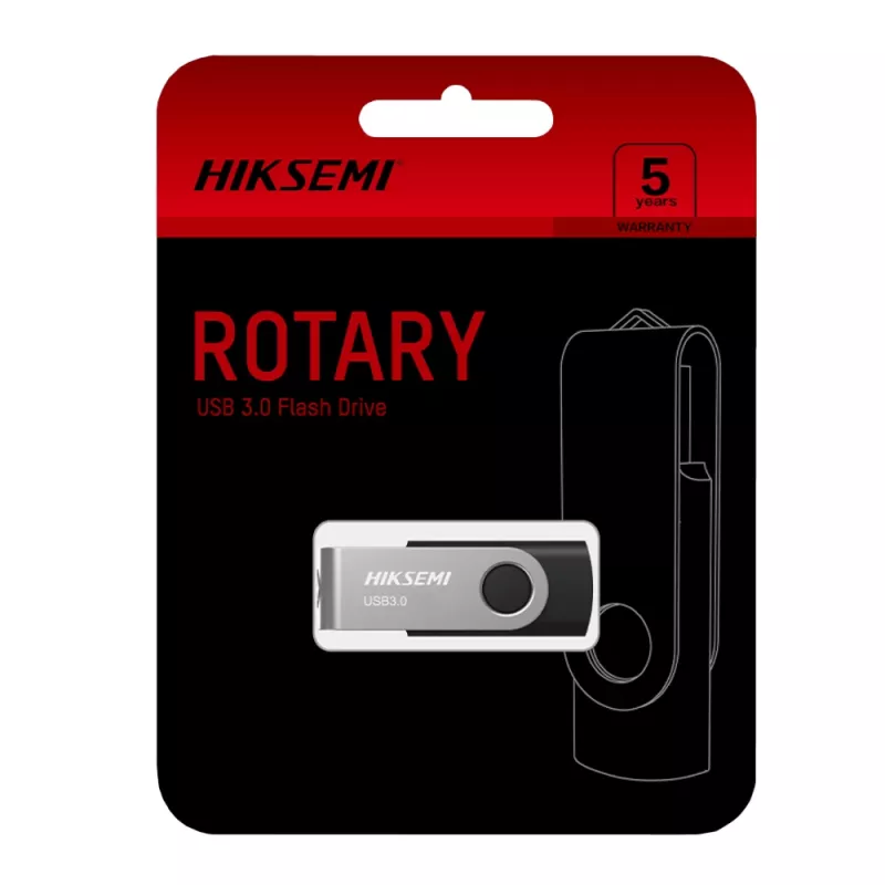 HIKSEMI Rotary Series 32GB USB 3.0 atmintukas, 360° pasukamas, cinko lydinys, sidabrinis/juodas