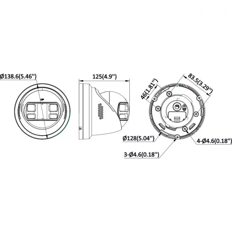 Hikvision DS-2CD2387G3P-LIS2UY/SL 8MP Turret IP Kamera, 180° Panoraminė, AcuSense, PoE, IP67