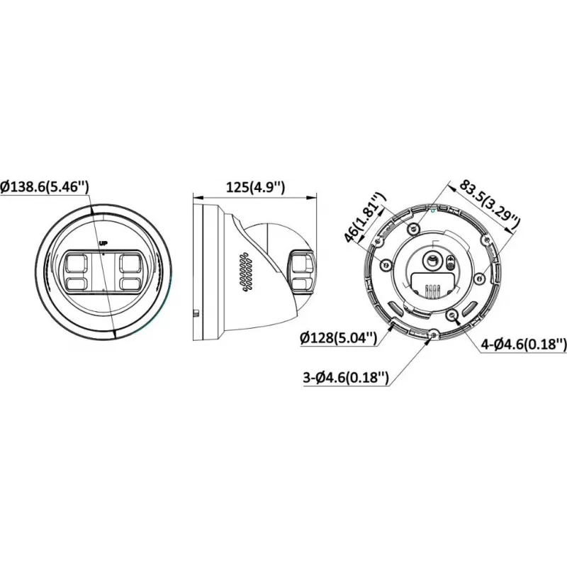 Hikvision DS-2CD2387G3P-LIS2UY/SL 8MP Turret IP Kamera, 180° Panoraminė, AcuSense, PoE, IP67
