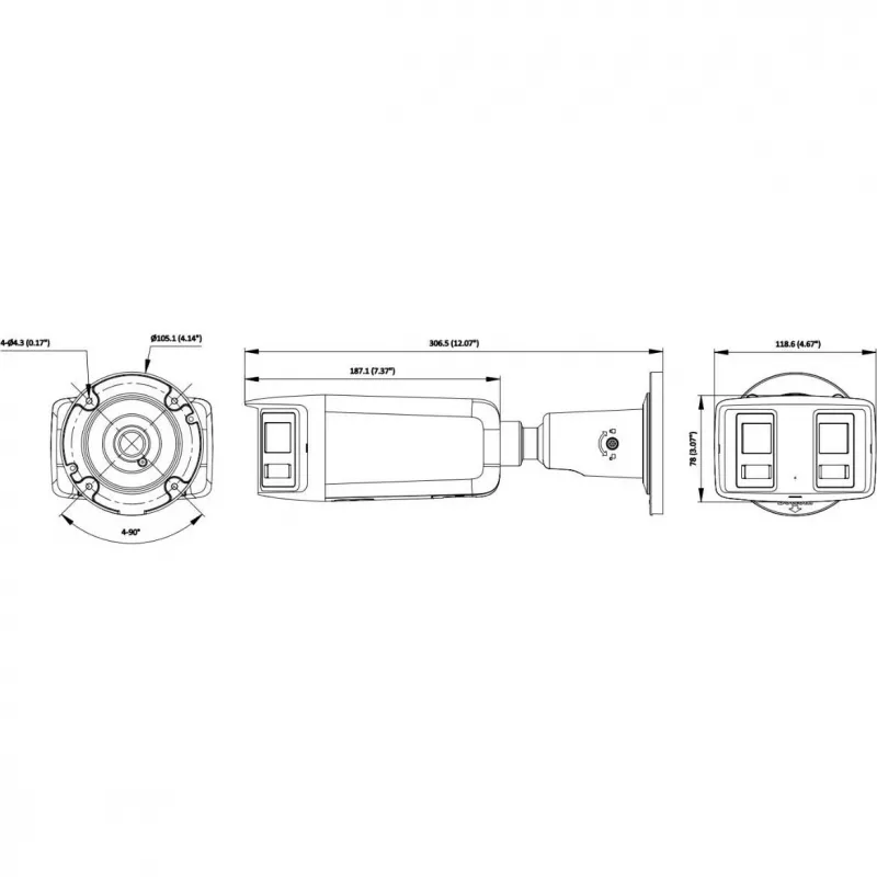Hikvision DS-2CD2T167G3P-LIS2UY/SL(180°) 16MP Panoraminė IP kamera – ColorVu AcuSense