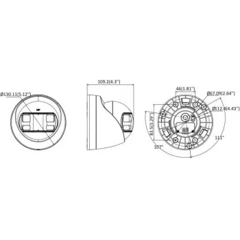 Hikvision DS-2CE72KF3TP-DLS(180°) 3K kupolinė CCTV vaizdo kamera su 2,8 mm objektyvu, 100° matymo lauku, balta šviesa, IP67, 12 VDC