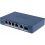 Hikvision DS-3E1506P-EI/M-4P1T1F(O-STD) nevaldomas komutatorius su 4 PoE+ prievadais, 1 Gigabit RJ45 ir 1 SFP jungtimi