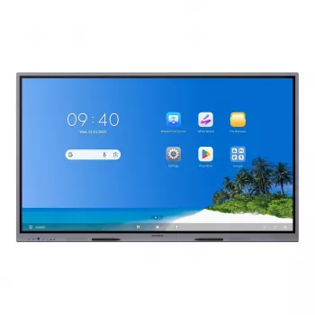 Hikvision DS-D5B65RB/EP 65 inch 4K UHD interaktyvus ekranas su Android 14 EDLA, 40 taškų IR jutikliu, 8 GB RAM, 128 GB atmintimi, Wi-Fi 6, 8 MP kamera, 8 mikrofonų masyvu