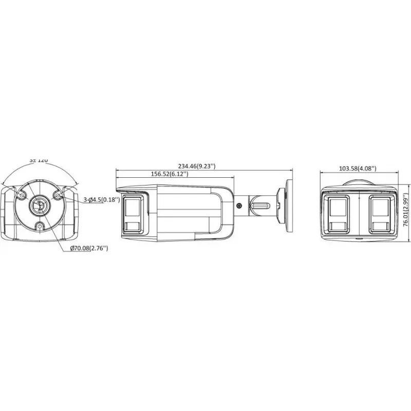 Hikvision Turbo HD ColorVu DS-2CE12KF3TP-DLS(180°) 3K sferinė vaizdo stebėjimo kamera