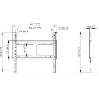 Hikvision Sieninis Laikiklis Monitoriui - SPCC Šalto Valcavimo Plienas - Juodas - 42-55 Colių (106,7-139,7 cm)
