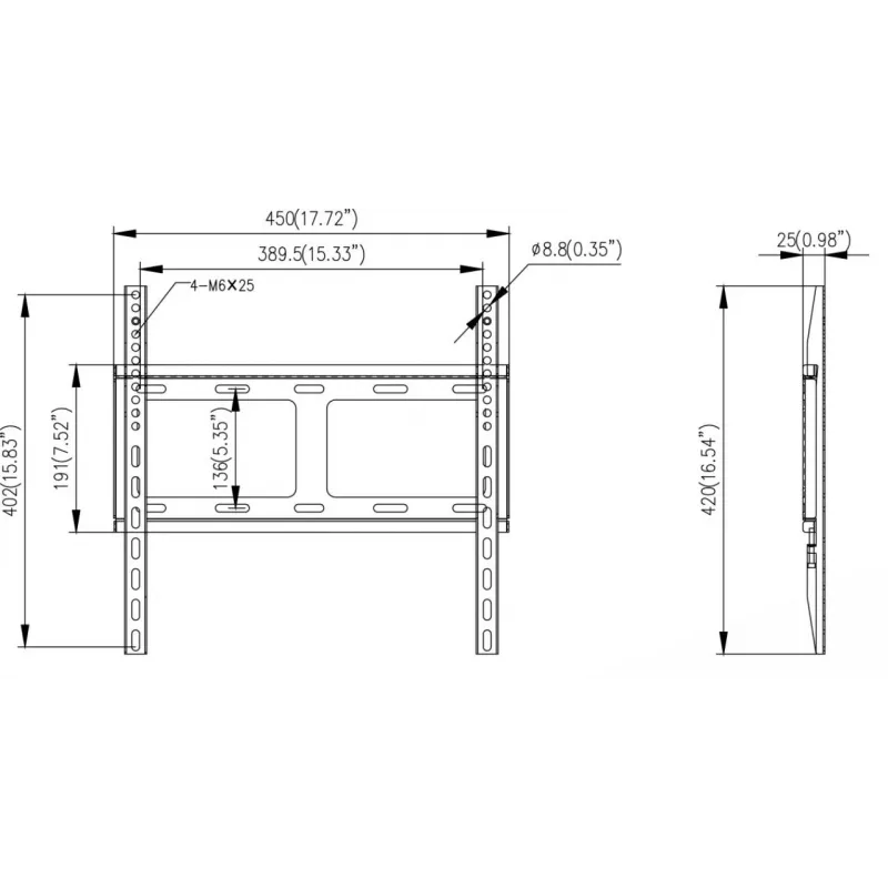 Hikvision Sieninis Laikiklis Monitoriui - SPCC Šalto Valcavimo Plienas - Juodas - 42-55 Colių (106,7-139,7 cm)