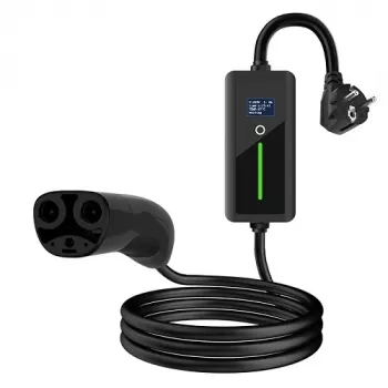 HISMART nešiojamas elektromobilio įkroviklis Tesla NACS - Schuko (220V), 8-16A, 3,5kW, 1 fazė, 5m