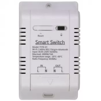 HISMART TUYA išmanus 1 kanalo jungiklis su išoriniu temperatūros jutikliu, Wi-Fi ir RF, 16A, AC 85-250V