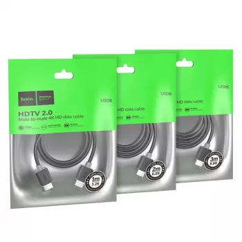 Hoco US08 HDMI 2.0 laidas 2m juodas 4K HDR 18Gbps Kištukas-Kištukas
