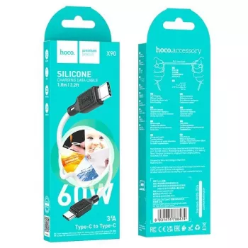 Hoco X90 Cool 60W Silikoninis Įkrovimo ir Duomenų Laidas Type-C į Type-C Baltas