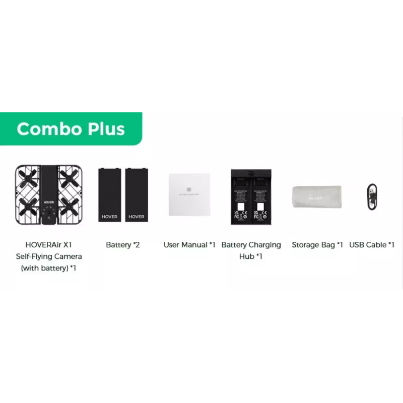 HoverAir X1 Dronas - Combo Plus Retail - Juodas