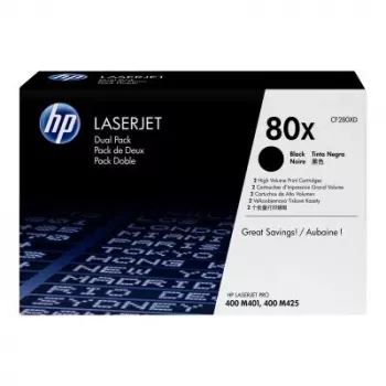 HP 80X High Yield Black Toner Cartridge Dual Pack (CF280XD) – Original HP