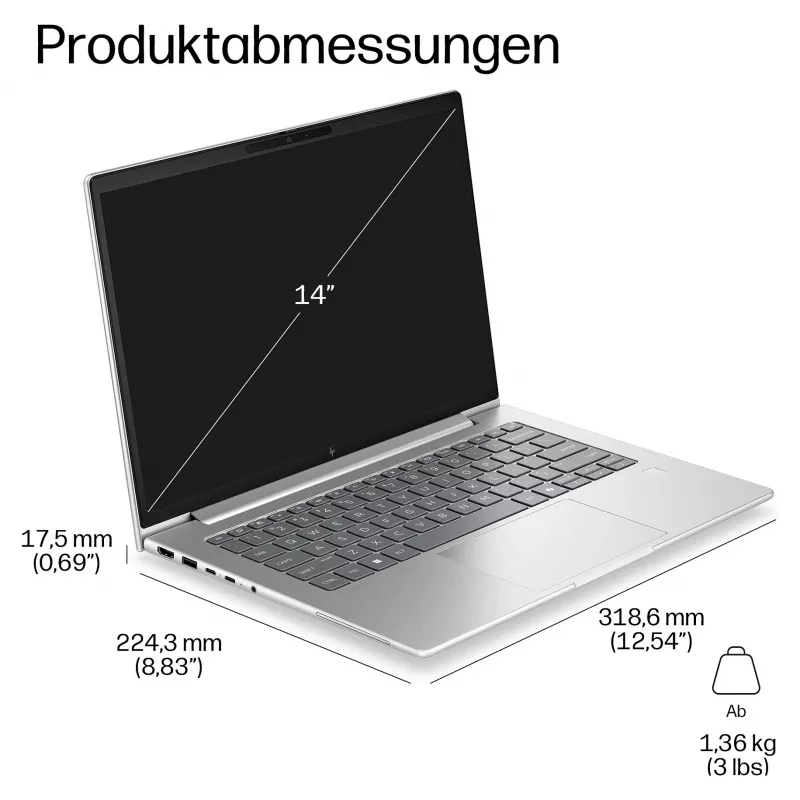 HP EliteBook 6 G2i Notebook AI - Intel Core 7 350 / 1,5 GHz - 32 GB RAM - 1 TB SSD - 14 colių WUXGA IPS - Windows 11 Pro - Wi-Fi 7 - sidabrinis