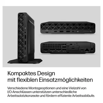 HP EliteDesk 8 Mini G2i Mini PC, Intel Core Ultra 7 356H, 32GB DDR5 RAM, 1TB NVMe SSD, Windows 11 Pro, Juodas