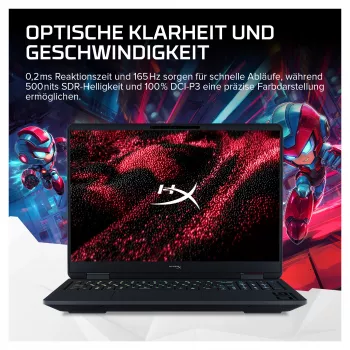 HP HyperX OMEN 16-am2171ng žaidimų nešiojamas kompiuteris, 16,1 colio QHD 165Hz, Intel Core i7-14650HX, 16GB RAM, 512GB SSD, NVIDIA GeForce RTX 5070, Windows 11 Home, vokiška klaviatūra