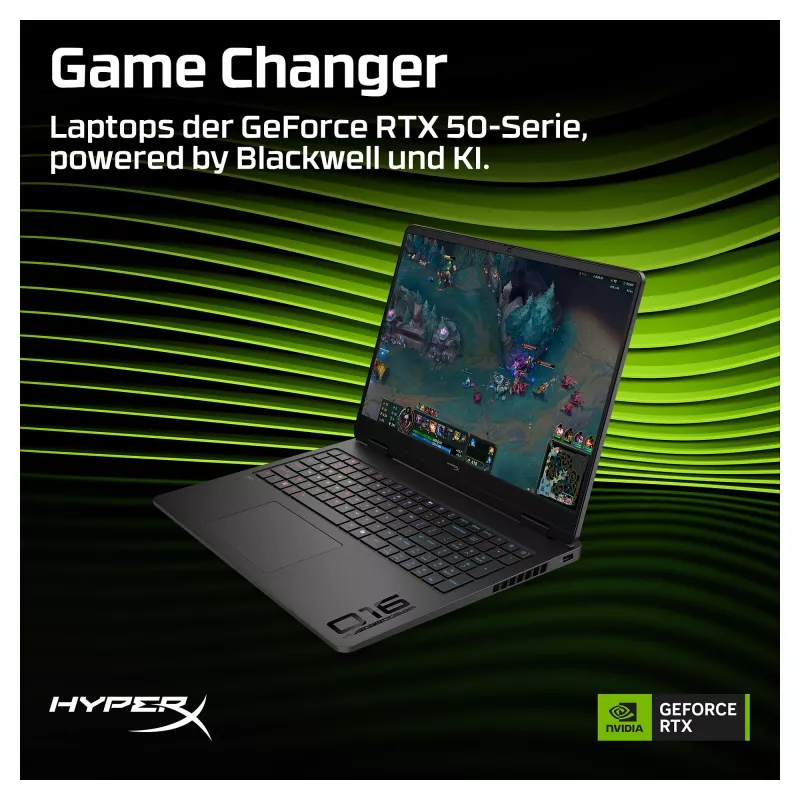 HP HyperX OMEN 16-am2171ng žaidimų nešiojamas kompiuteris, 16,1 colio QHD 165Hz, Intel Core i7-14650HX, 16GB RAM, 512GB SSD, NVIDIA GeForce RTX 5070, Windows 11 Home, vokiška klaviatūra