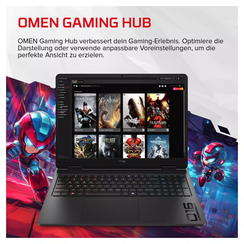 HP HyperX OMEN 16-am2173ng žaidimų nešiojamasis kompiuteris, 16.1 inch QHD 165Hz, Intel Core i7-14650HX, 24GB RAM, 1TB SSD, RTX 5070, Windows 11 Home