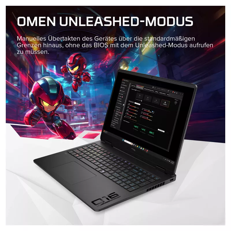 HP HyperX OMEN 16-ap1490ng žaidimų nešiojamasis kompiuteris, 16.1 inch QHD 165Hz, AMD Ryzen 9 8940HX, 24GB RAM, 512GB SSD, RTX 5070, FreeDOS, vokiška klaviatūra