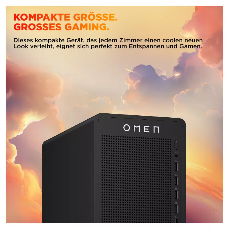 HP OMEN 16L TG03-0451ng žaidimų stalinis kompiuteris, AMD Ryzen 5 8400F, 16GB DDR5, 512GB SSD, NVIDIA GeForce RTX 5050, be OS, juodas