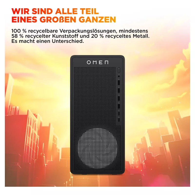 HP OMEN 16L TG03-0451ng žaidimų stalinis kompiuteris, AMD Ryzen 5 8400F, 16GB DDR5, 512GB SSD, NVIDIA GeForce RTX 5050, be OS, juodas