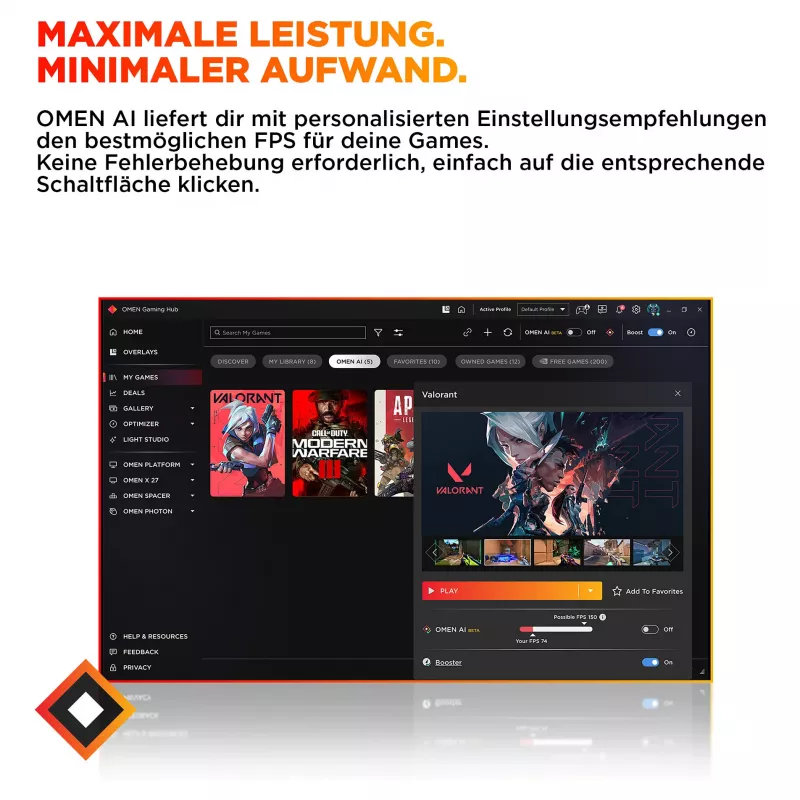 HP OMEN 16L TG03-0472ng žaidimų kompiuteris, AMD Ryzen 7 8700F, 16GB DDR5, 512GB SSD, RTX 5050, Windows 11 Home