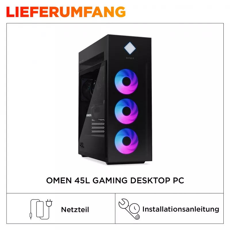 HP OMEN GT22-3795ng stalinis kompiuteris, Intel Core i9-14900K, 64GB DDR5 RAM, 2TB NVMe SSD, NVIDIA GeForce RTX 5080, Windows 11 Home, Shadow Black