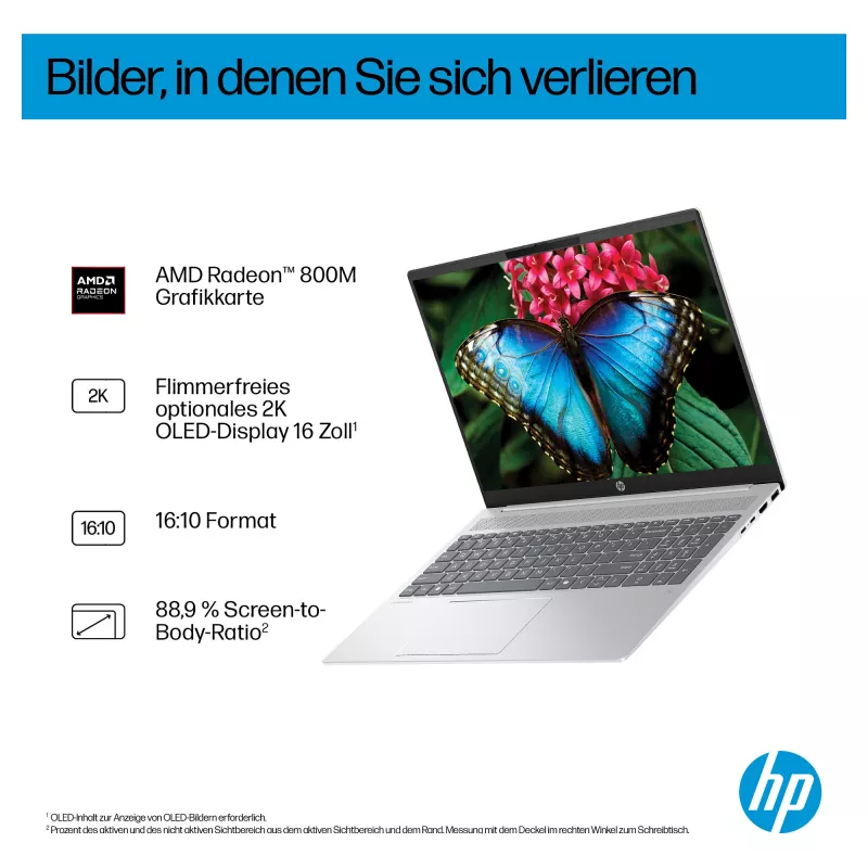 HP OmniBook 5 16-ag1451ngx AMD Ryzen AI 5 330 16GB 512GB SSD W11 Home 16 inch WUXGA nešiojamas kompiuteris (Natural Silver, vokiška QWERTZ klaviatūra)