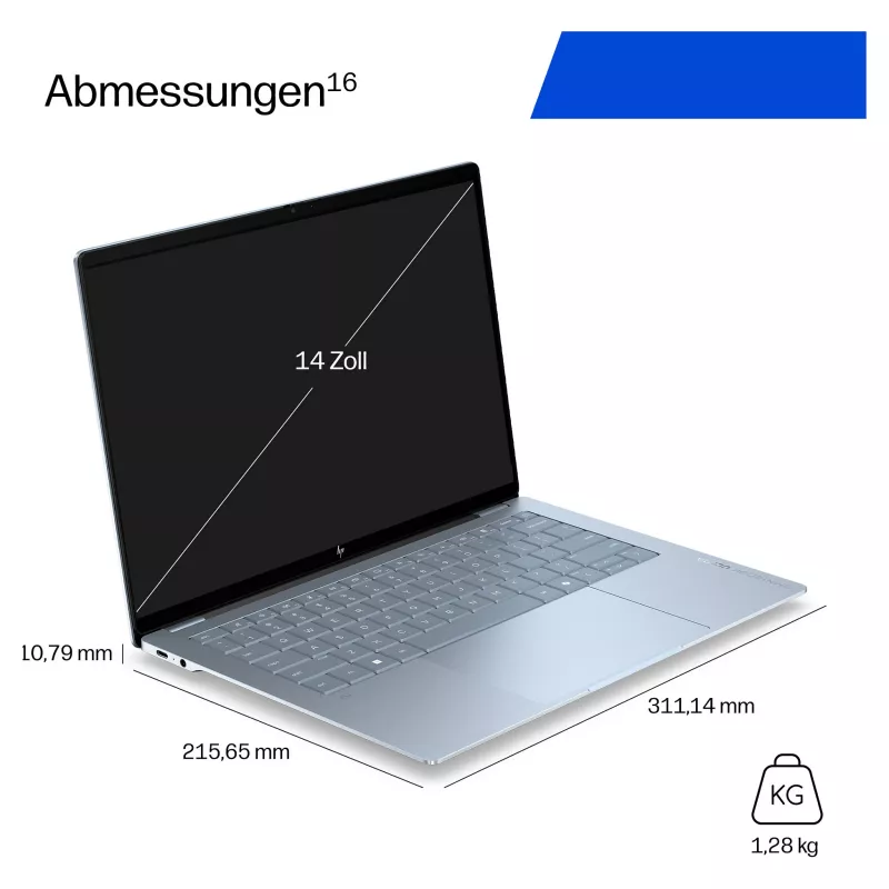 HP OmniBook Ultra 14-kg0470ngx nešiojamasis kompiuteris, Snapdragon X2 Elite, 32GB RAM, 1TB SSD, 14 colių 3K OLED jutiklinis, Windows 11 Home