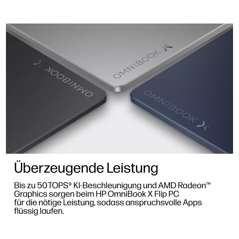 HP OmniBook X Flip 16-cc0475ngx 2-in-1 nešiojamasis kompiuteris, AMD Ryzen AI 7 445, 32GB RAM, 1TB SSD, 16 colių jutiklinis ekranas, Windows 11 Home, Natural Silver (vokiška klaviatūra)