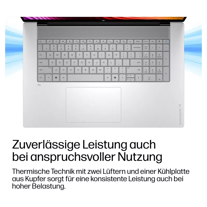 HP OmniBook X Next Gen AI 17-de0070ngx, 17,3 colio QHD+ IPS, Snapdragon X Elite X1E-78-100, 16GB LPDDR5X, 1TB SSD, Windows 11 Home, keraminės baltos spalvos, vokiška klaviatūra