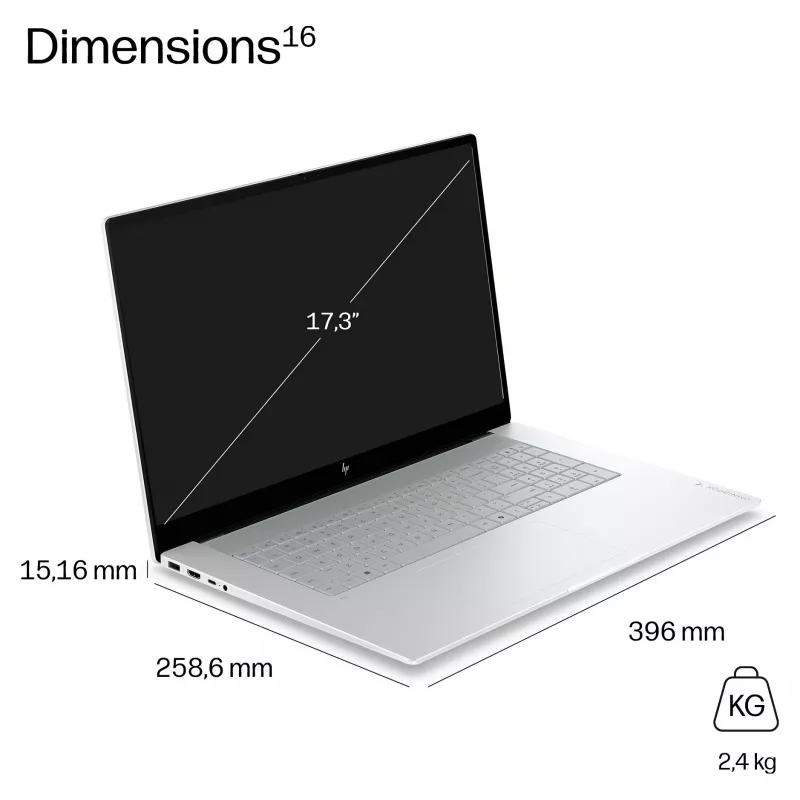 HP OmniBook X Next Gen AI 17-de0070ngx, 17,3 colio QHD+ IPS, Snapdragon X Elite X1E-78-100, 16GB LPDDR5X, 1TB SSD, Windows 11 Home, keraminės baltos spalvos, vokiška klaviatūra