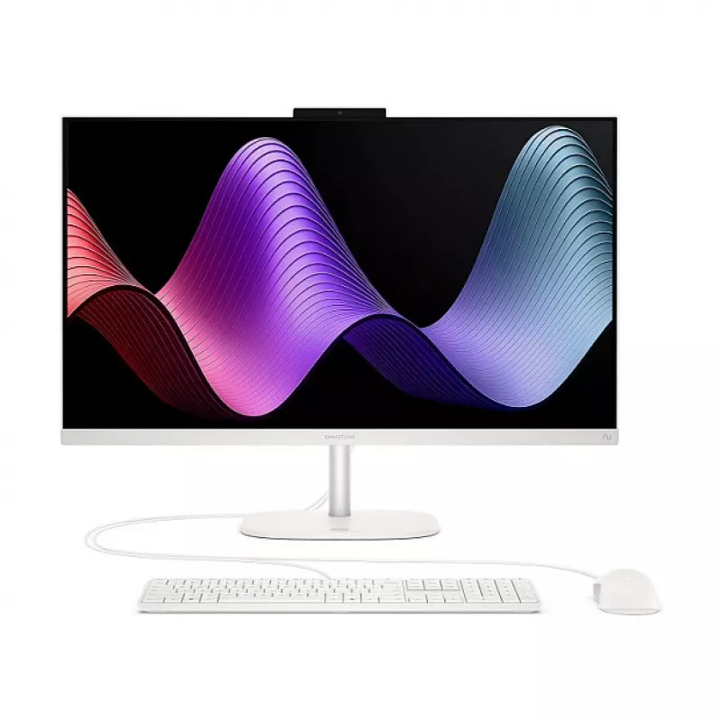 HP OmniStudio 27-cw0450ng All-in-One kompiuteris, 27 colių FHD ekranas, AMD Ryzen AI 5, 16 GB RAM, 512 GB SSD, Windows 11 Home, baltas