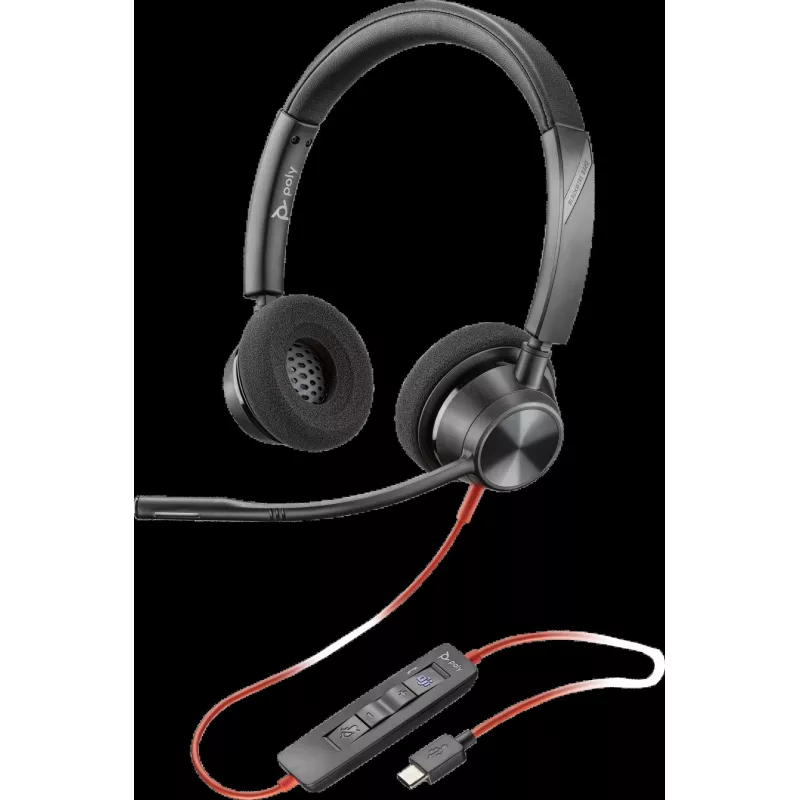 HP Poly Blackwire 3320-M USB-C laidinis ausinių komplektas su triukšmo slopinimo mikrofonu, juoda