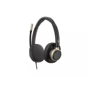 HP Poly Mission 825 Stereo USB Wired Headset su aktyviu triukšmo slopinimu, juoda, sertifikuotas Microsoft Teams, Zoom, Google Meet, Works With Chromebook