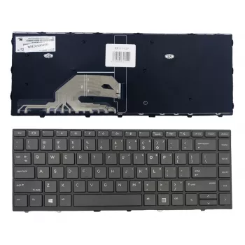 HP ProBook 430 G5 / 440 G5 nešiojamojo kompiuterio klaviatūros komplektas su rėmu, US English, apšviesta, juoda