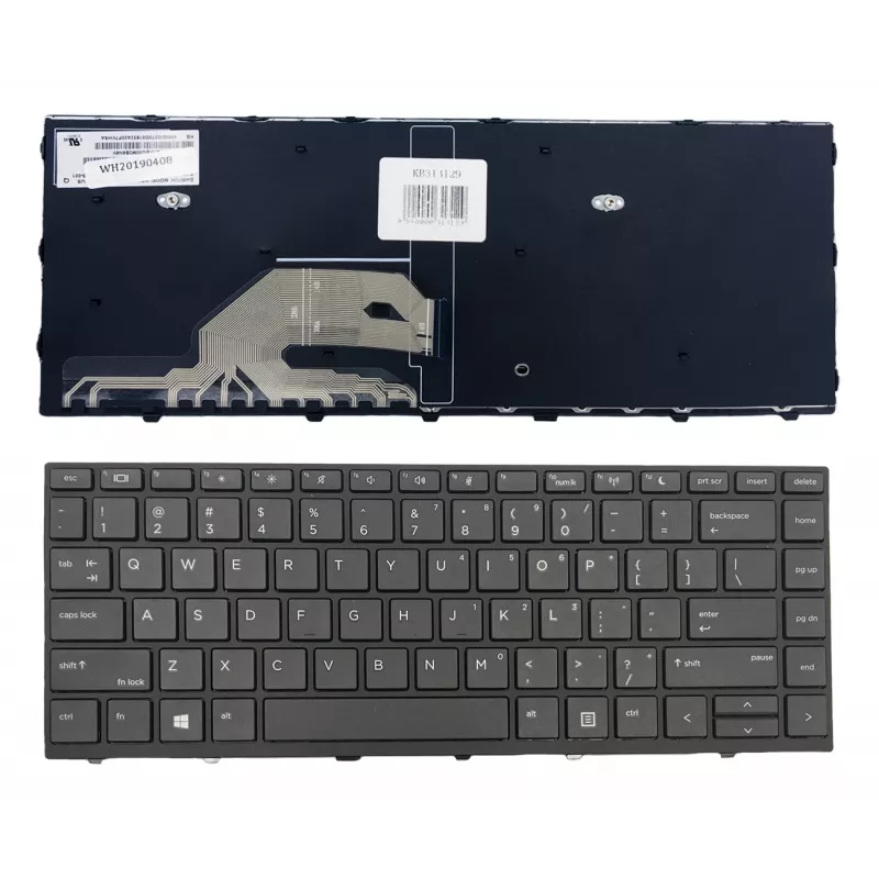 HP ProBook 430 G5 / 440 G5 nešiojamojo kompiuterio klaviatūros komplektas su rėmu, US English, apšviesta, juoda