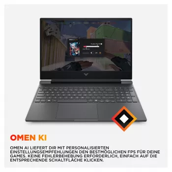 HP Victus 15-fa2178ng žaidimų nešiojamas kompiuteris, 15,6 colio FHD 144Hz IPS, Intel Core i7-13620H, 12GB RAM, 512GB SSD, NVIDIA GeForce RTX 5060, FreeDOS, Mica Silver