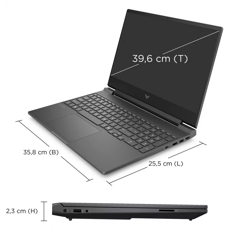 HP VICTUS 15-fa2450ng žaidimų nešiojamasis kompiuteris 15.6 inch FHD 144Hz IPS Intel Core i5-14500HX 12GB RAM 512GB SSD NVIDIA GeForce RTX 3050 6GB FreeDOS juodos spalvos
