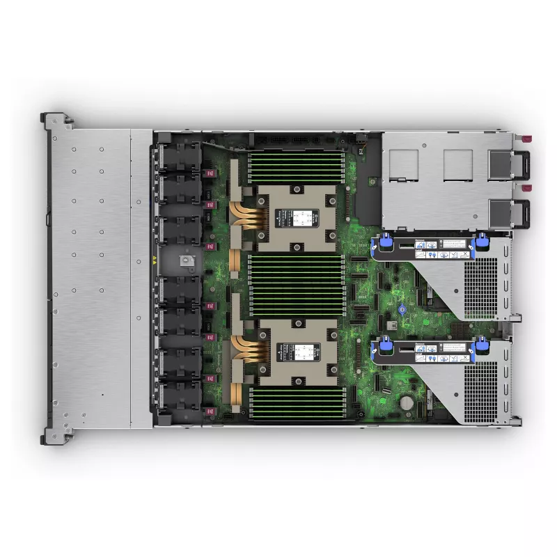 HPE ProLiant DL365 Gen11 1U stovo serveris, AMD EPYC 9115 2.6GHz 16 branduolių, 64GB DDR5, 8 SFF karšto keitimo, MR408i-o, 2x1000W perteklinis maitinimo šaltinis