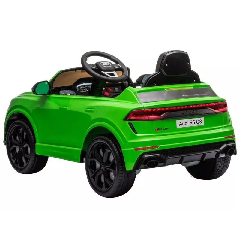 HUAWEI Audi RS Q8 baterijomis varomas automobilis su LED šviesomis, MP3 grotuvu ir nuotolinio valdymo pulteliu, žalias