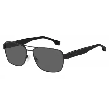 HUGO BOSS BLACK BOSS1441S807 Vyriški stačiakampiai akiniai nuo saulės – juodas rėmelis, pilki lęšiai 60/16/150 mm